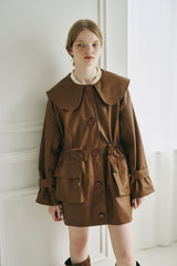 big collar vegan leather jacket