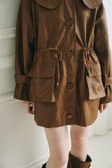 big collar vegan leather jacket