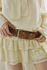 suede double studs belt