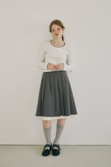 layered medium pleats skirt