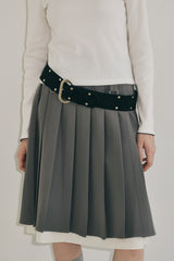layered medium pleats skirt