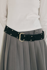 suede double studs belt