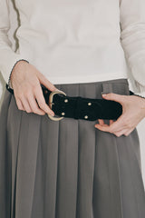 suede double studs belt