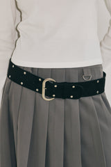 suede double studs belt