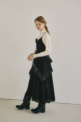 dot × rose corsage cami onepiece