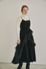 dot × rose corsage cami onepiece