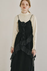 dot × rose corsage cami onepiece