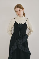 dot × rose corsage cami onepiece