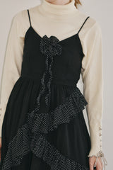 dot × rose corsage cami onepiece