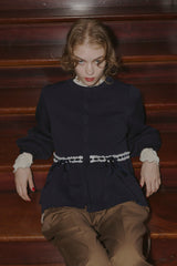 velours ribbon peplum cardigan