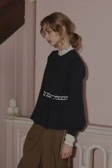 velours ribbon peplum cardigan