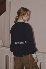 velours ribbon peplum cardigan