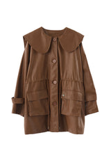 big collar vegan leather jacket