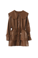 big collar vegan leather jacket