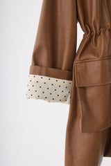 big collar vegan leather jacket