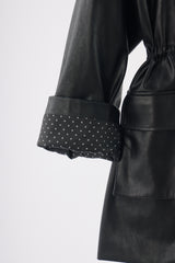 big collar vegan leather jacket