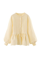 velours ribbon peplum cardigan