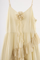 dot × rose corsage cami onepiece