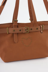 heart × belt suede shoulder bag