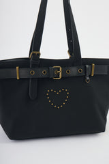 heart × belt suede shoulder bag