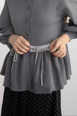 velours ribbon peplum cardigan
