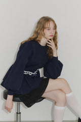 velours ribbon peplum cardigan