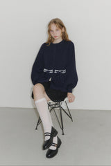 velours ribbon peplum cardigan