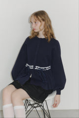 velours ribbon peplum cardigan