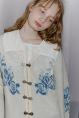 vintage square lace collar blouse