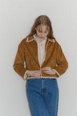 piping lace suede jacket