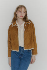 piping lace suede jacket