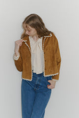 piping lace suede jacket