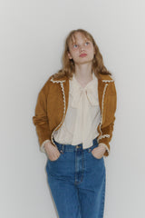 piping lace suede jacket