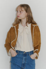 piping lace suede jacket