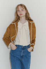 piping lace suede jacket