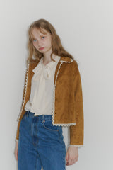 piping lace suede jacket