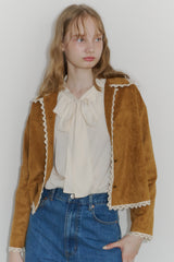 piping lace suede jacket