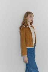 piping lace suede jacket