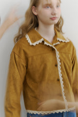 piping lace suede jacket