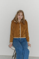 piping lace suede jacket