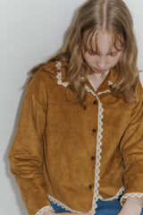piping lace suede jacket