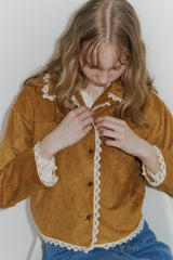 piping lace suede jacket