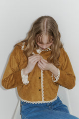 piping lace suede jacket