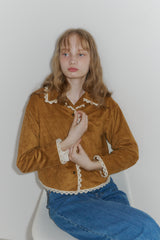 piping lace suede jacket