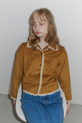 piping lace suede jacket