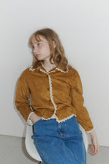 piping lace suede jacket