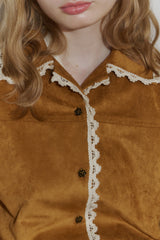 piping lace suede jacket