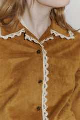 piping lace suede jacket