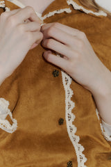 piping lace suede jacket