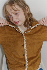 piping lace suede jacket